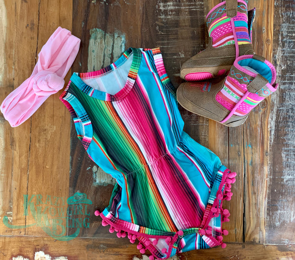 Serape PomPom Romper
