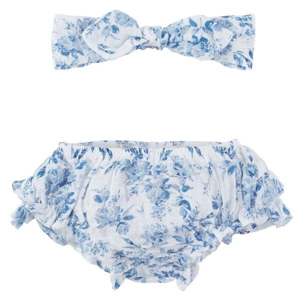 Blue Rose Bloomer Headband Set