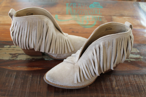 Ivory Fringe Booties