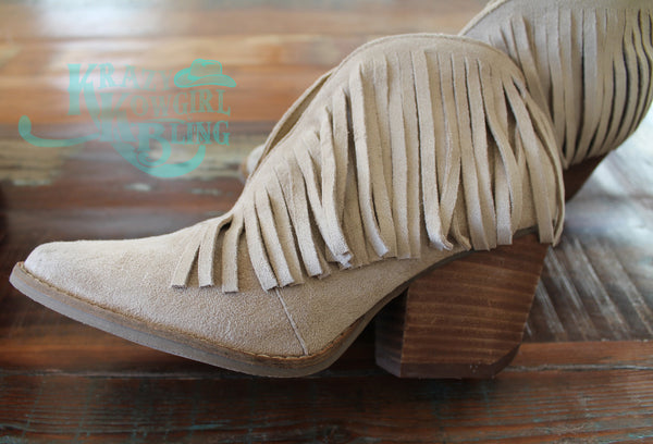 Ivory Fringe Booties