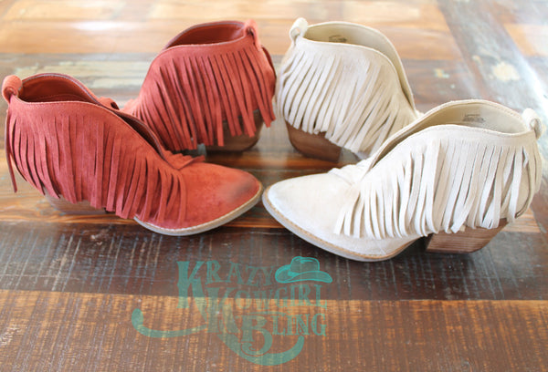 Rust Fringe Booties