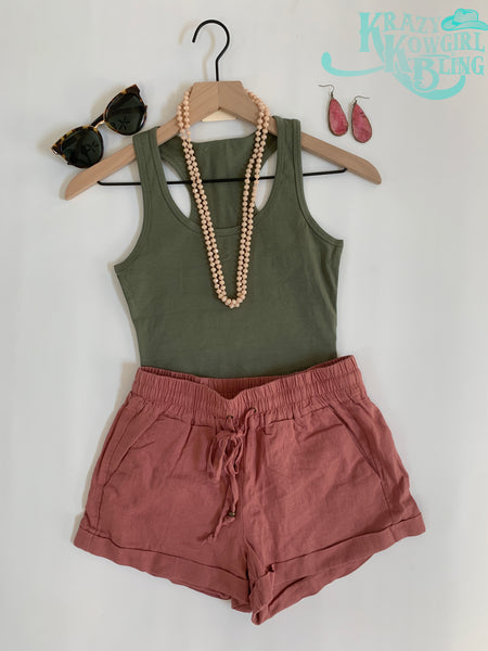 Mauve Front Tie Shorts