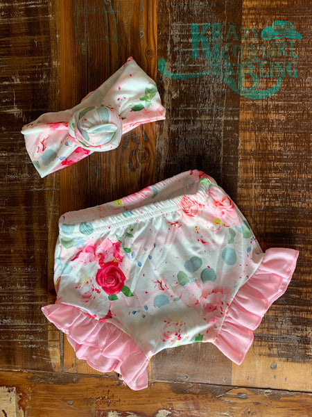 Pink Rose Bloomer/Headband Set