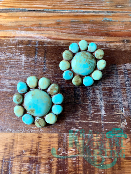 Round Post Earrings Turquiose