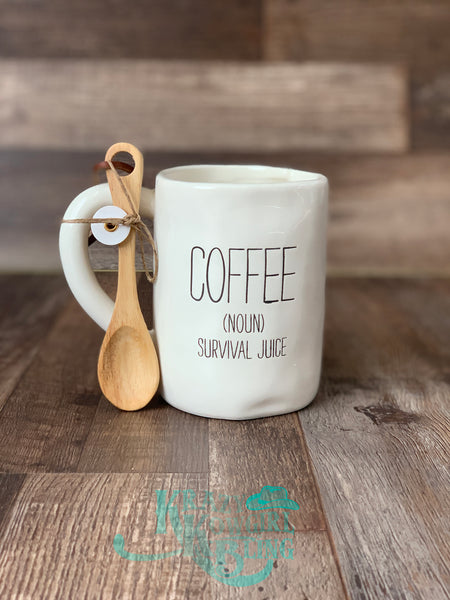 Coffee Mugs with Wooden Spoon