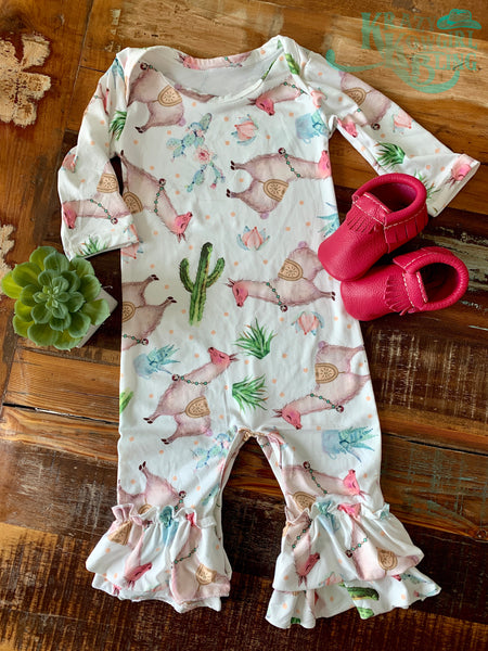 Llama Ruffle Romper