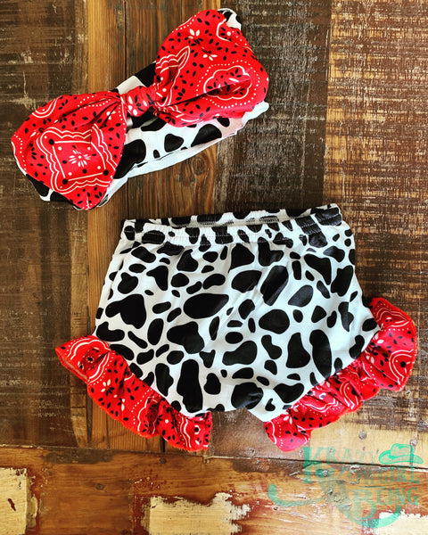 Cow Print Bloomer/Headband Set