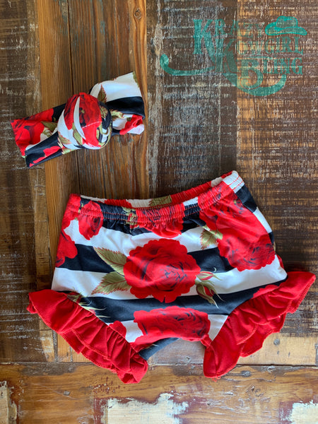 Rose Print Bloomer/Headband Set
