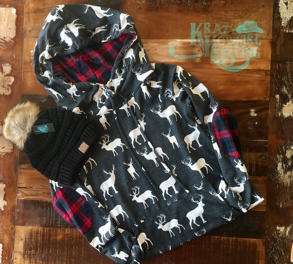 Plaid Stag Hoodie