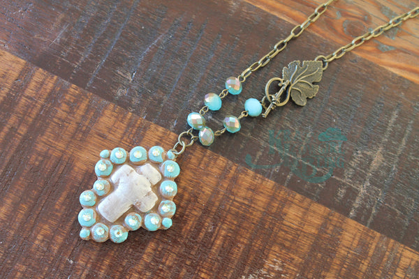 Rustic Clay Cross Necklace