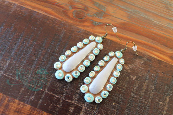 Tear Drop Earrings (Silver/Mint)