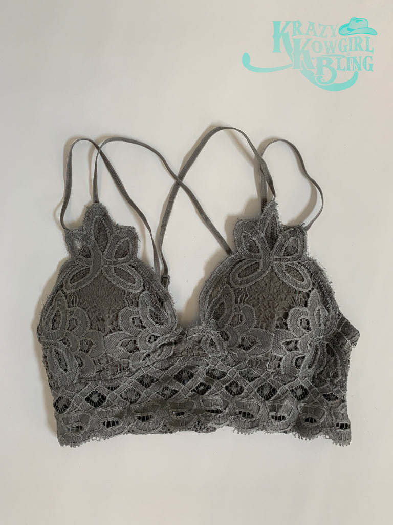 Grey Lace Bralette – Krazy Kowgirl Bling